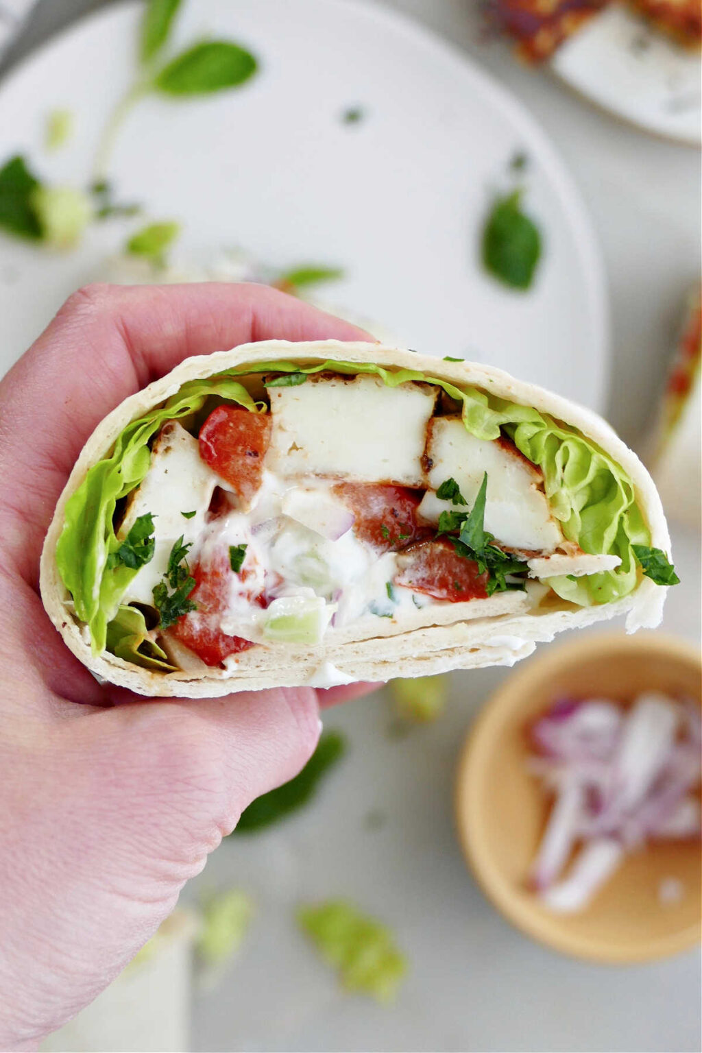 Halloumi Wraps with Yogurt Sauce It's a Veg World After All®