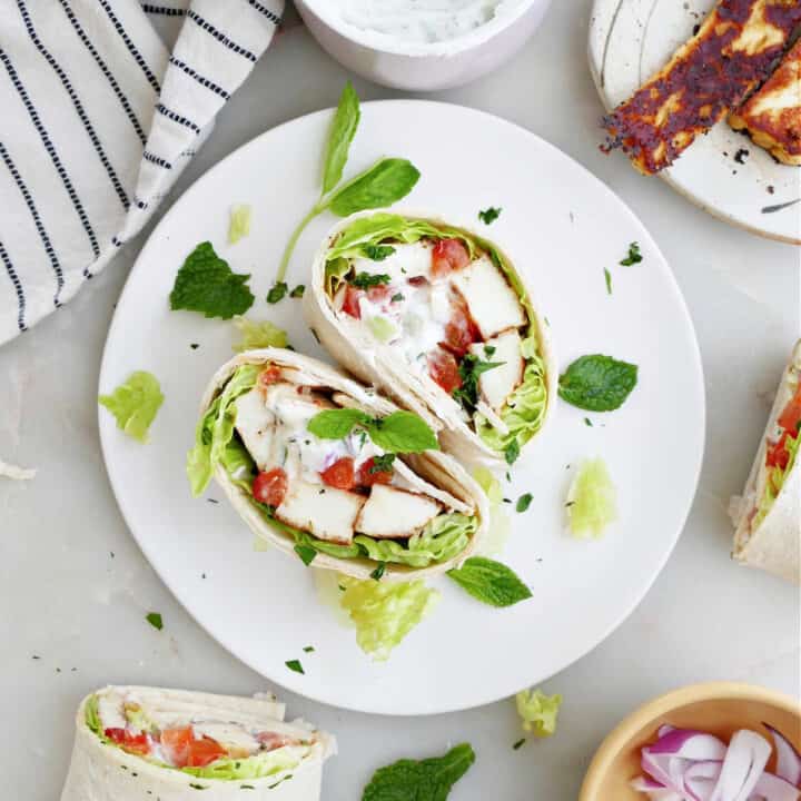 Halloumi Wraps with Yogurt Sauce It's a Veg World After All®