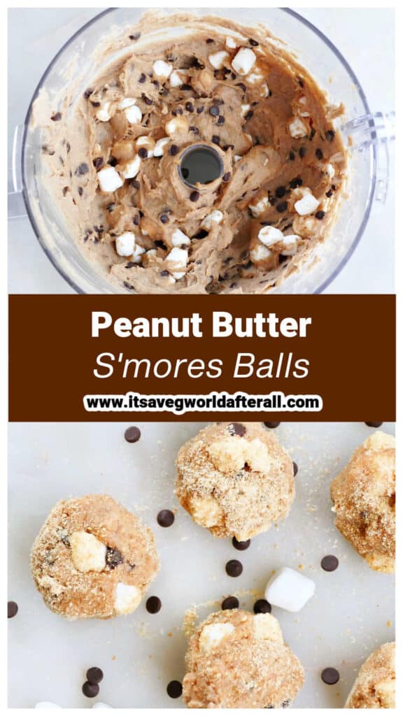 batter for s'mores balls and finished balls separated by text box