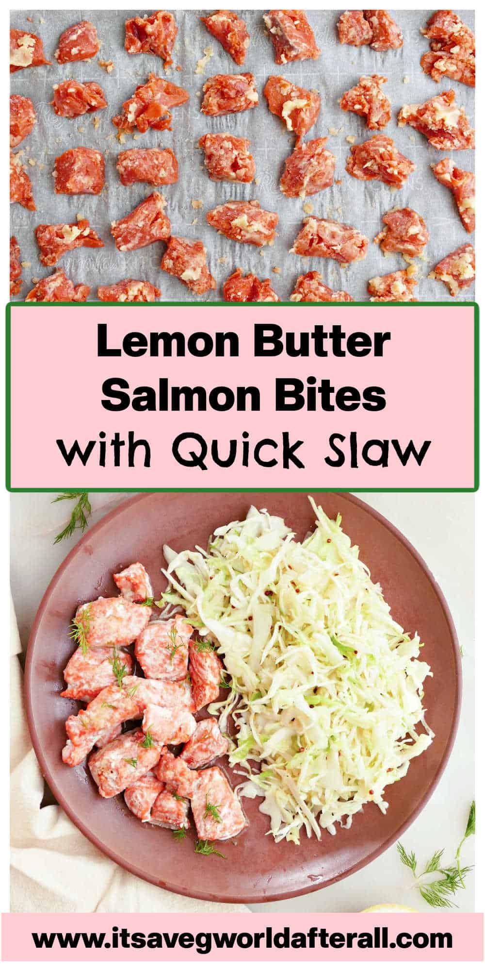 Lemon Butter Salmon Bites with Vinegar Slaw It's a Veg World After All®