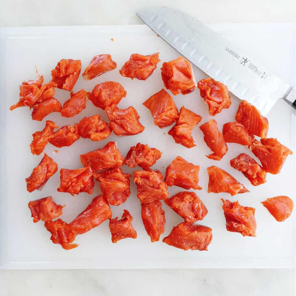 Lemon Butter Salmon Bites with Vinegar Slaw It's a Veg World After All®