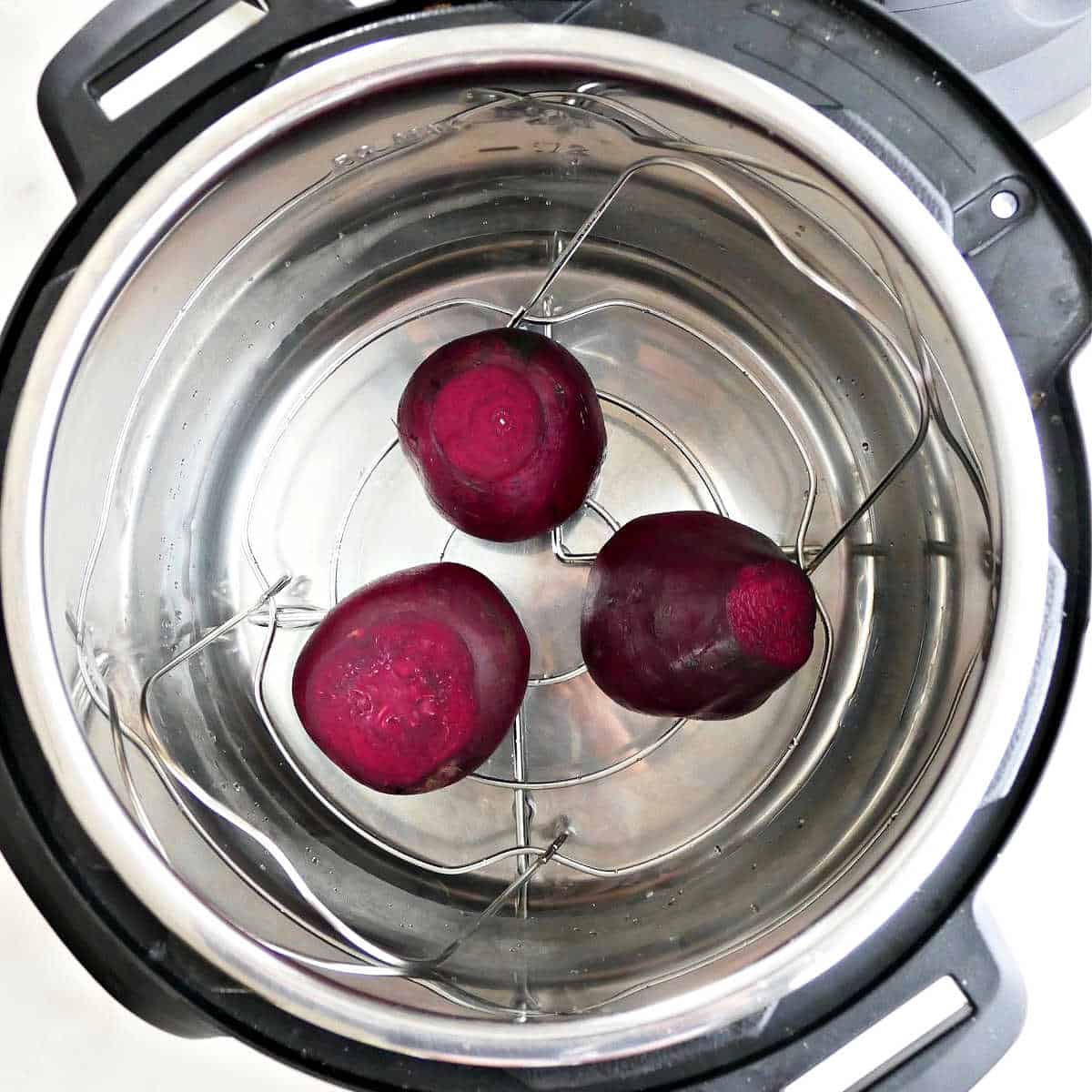 3 red beets in an Instant Pot before being cooking