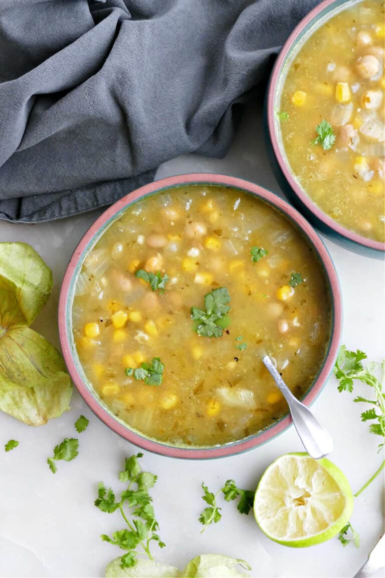 Roasted Tomatillo Soup (Vegetarian) - It's a Veg World After All®