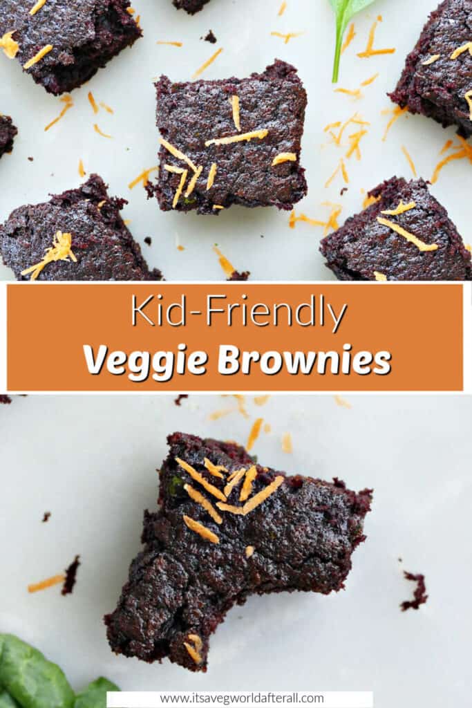 veggies brownies on a counter with text box for recipe name