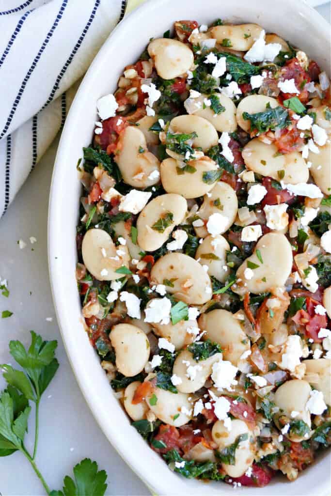 Large Beans Gigante Beans with Tomato and Feta - It's a Veg World After All®