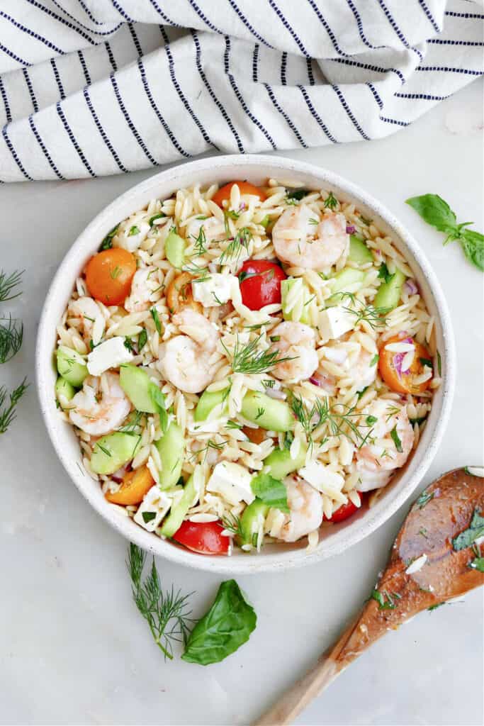 Shrimp Orzo Pasta Salad - It's a Veg World After All®