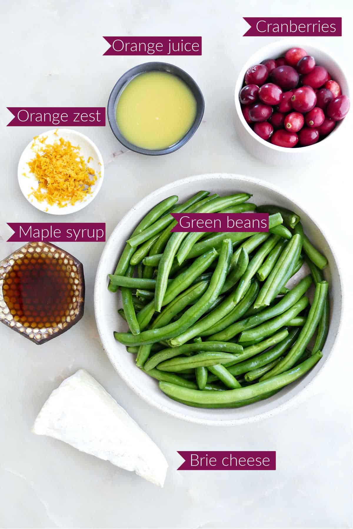 Ingredients needed to make cranberry green beans.