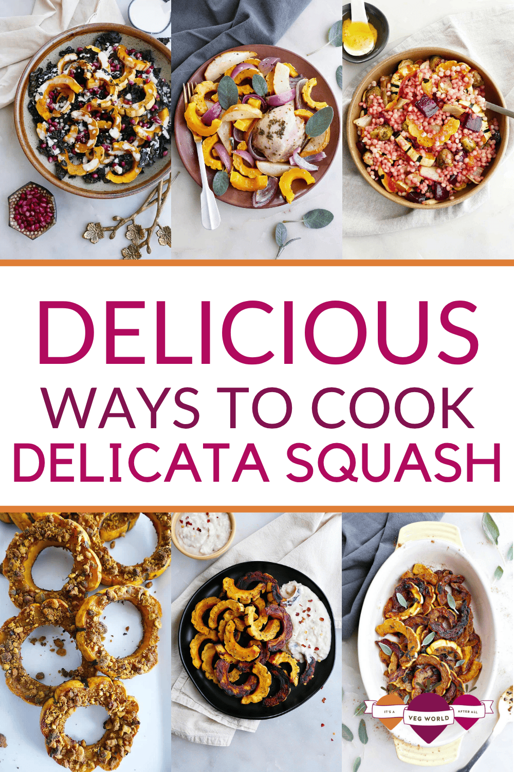 A collage of healthy delicata squash recipes with text.