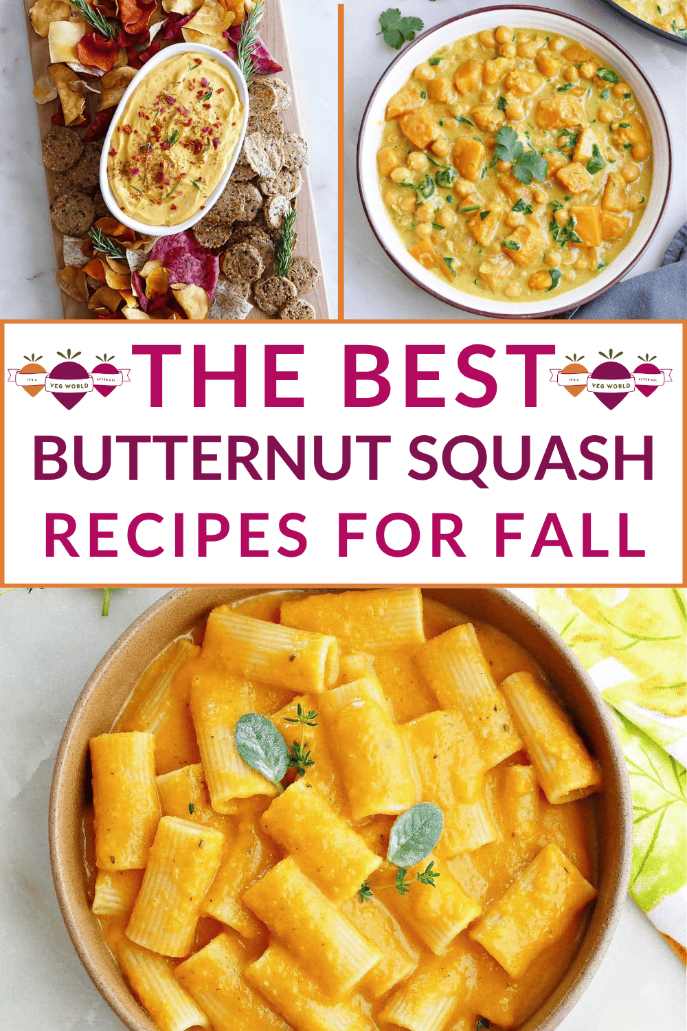 A three image collage of butternut squash recipes.