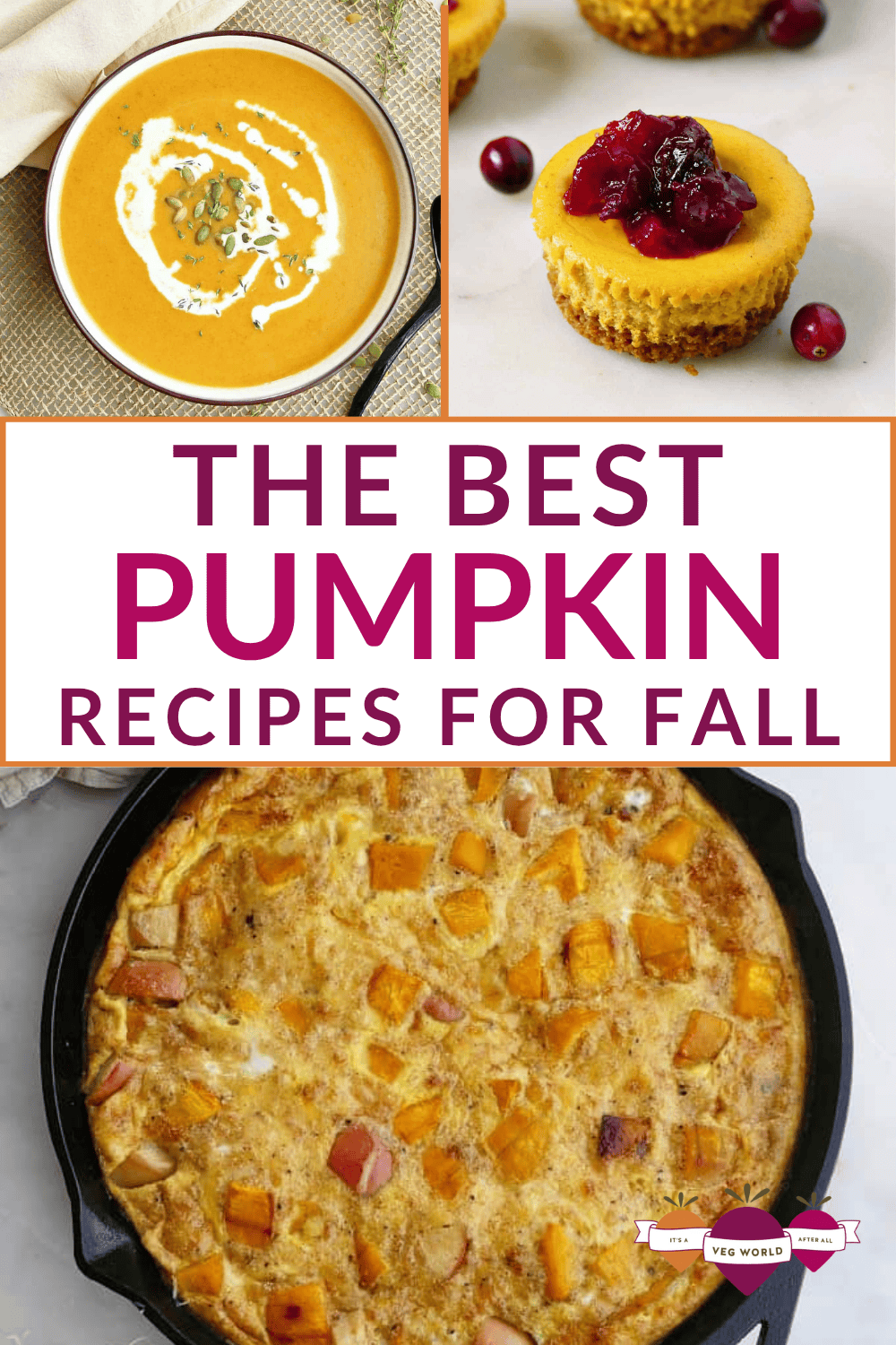 Three image collage of pumpkin recipes. 