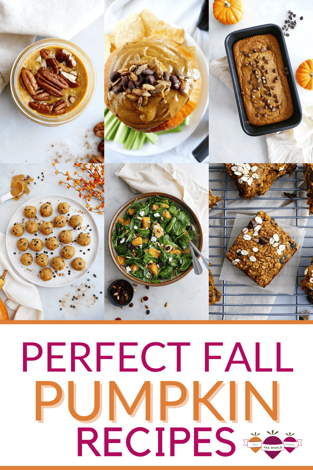 A collage of healthy pumpkin recipes with text overlay. 