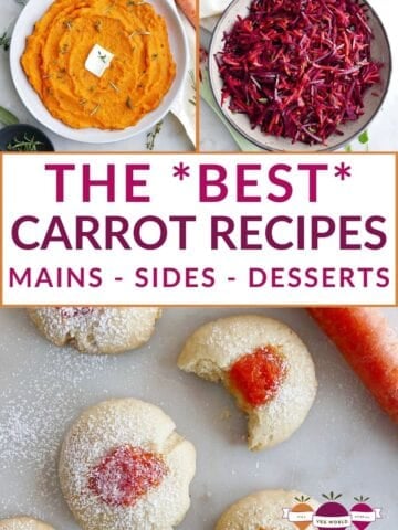 A collage of carrot recipes with text.