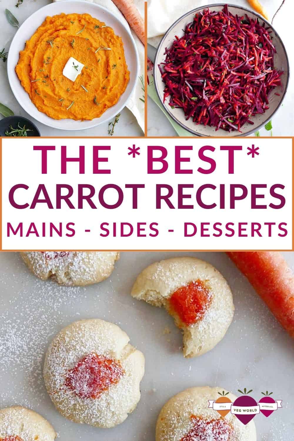 A collage of carrot recipes with text. 
