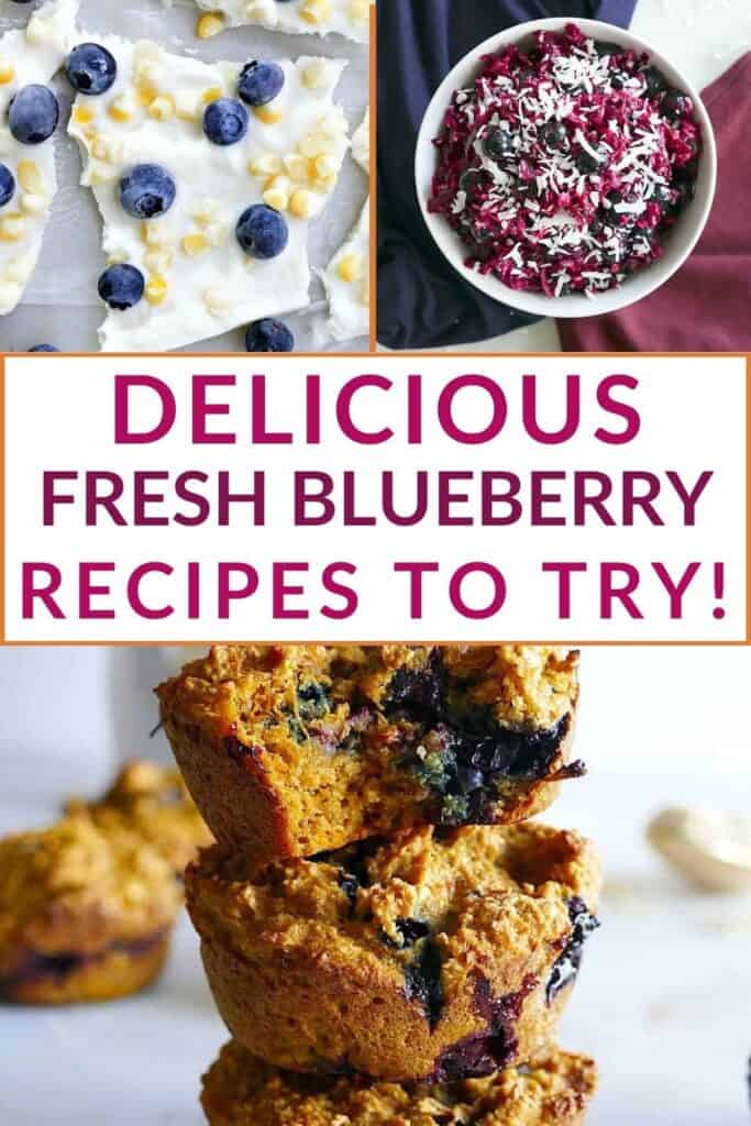Three image collage of healthy blueberry recipes with text.