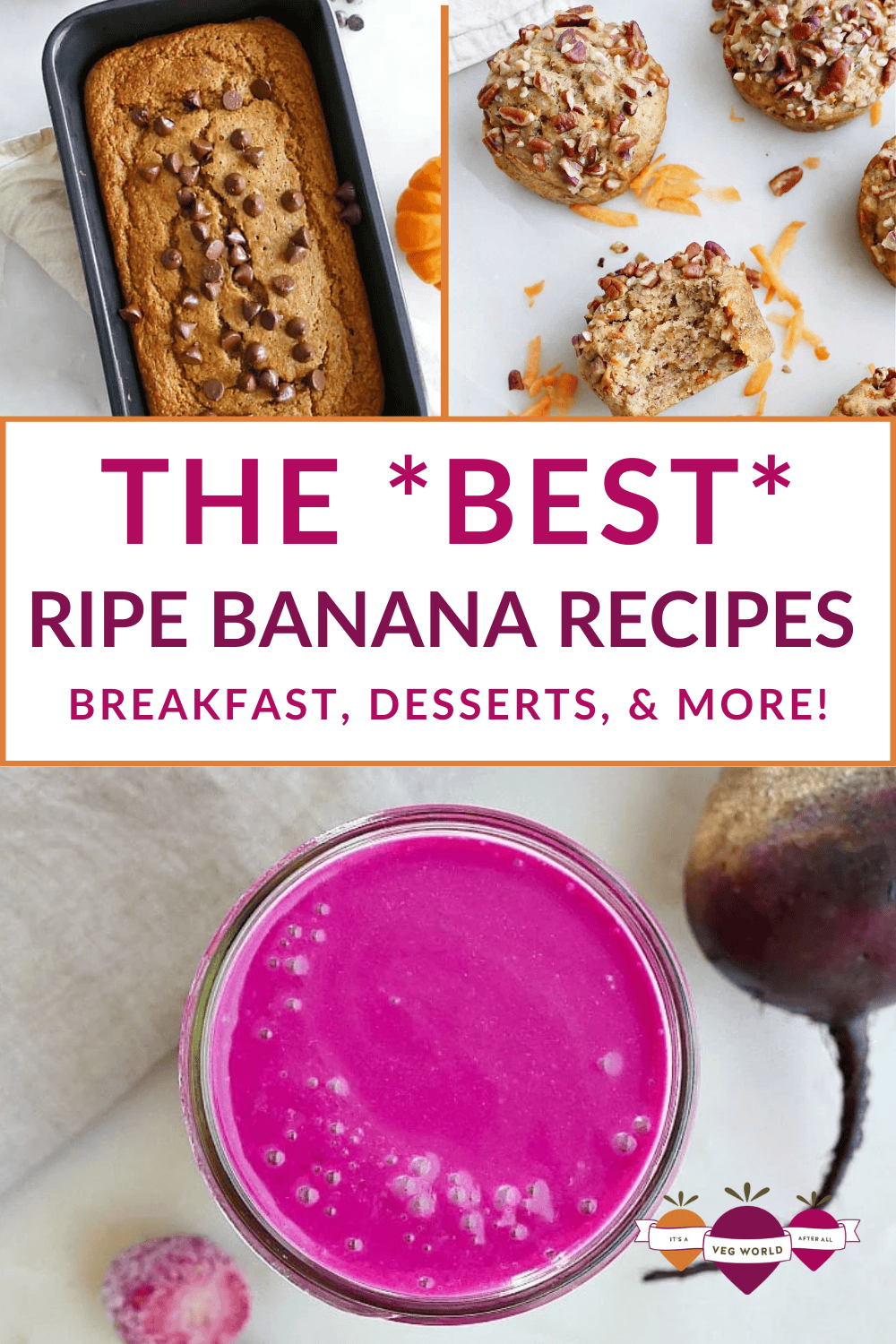 Three image collage of healthy banana recipes with text overlay.